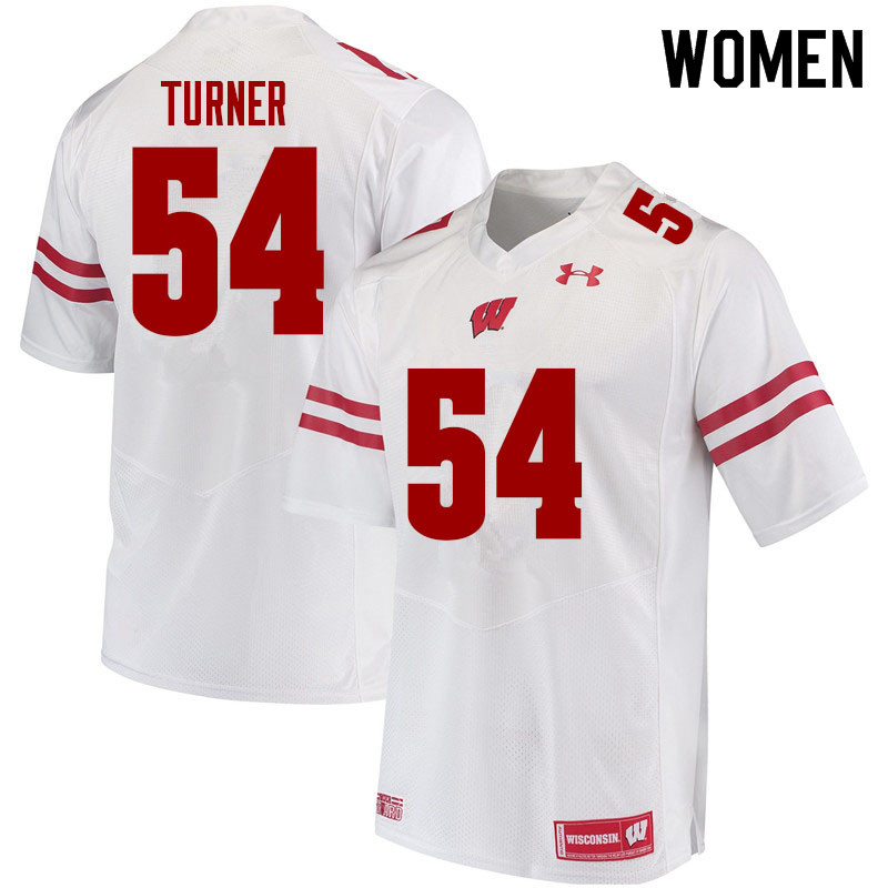 Wisconsin Badgers Women's #54 Jordan Turner NCAA Under Armour Authentic White College Stitched Football Jersey VJ40E53IO